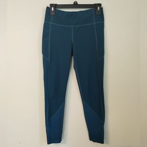 Athleta Oceanic Teal Stretch Cropped Leggings With Pockets Women's Size S